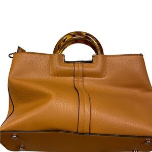Source Unknown Tan Tote with Tortoise Shell Handle